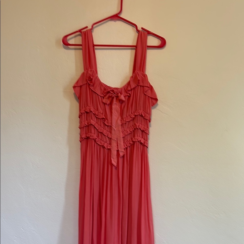 Elegant Coral Ruffle Dress